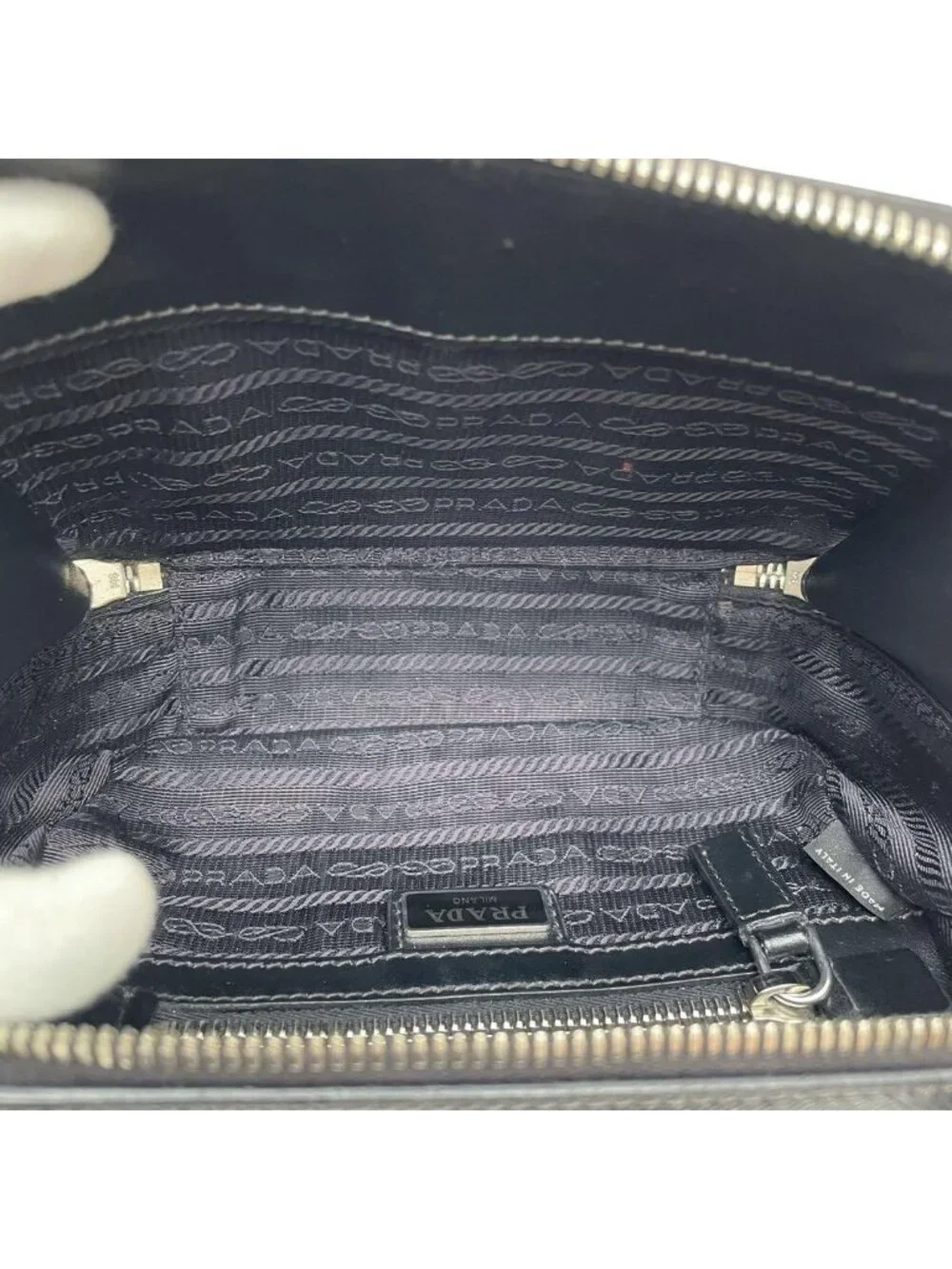 Prada Saffiano Leather Brick Shoulder Bag Black